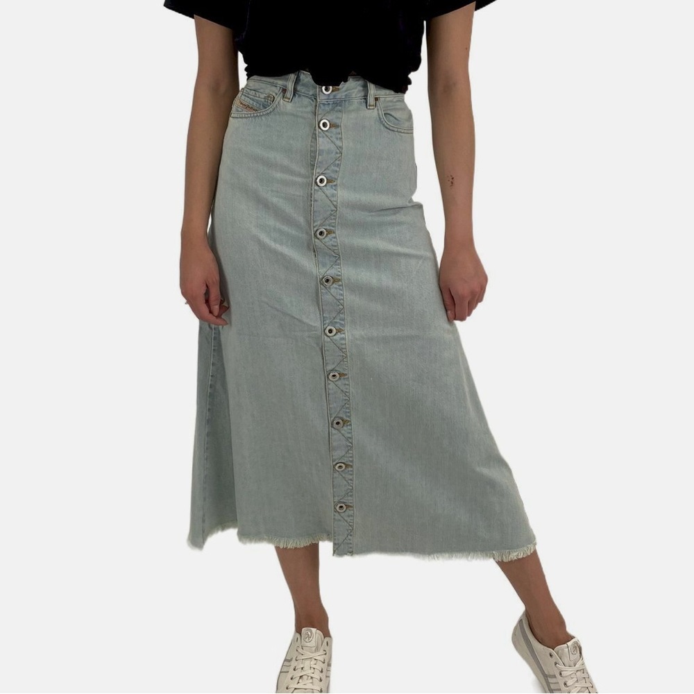 Diesel Skirt de-Marghe-J 0NASR 01 Light Blue Long Jeans Button RRP190